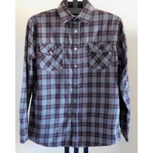 Molokai Surf Company Flannel Shirt Mens Size L Gray Plaid Button Front Pockets